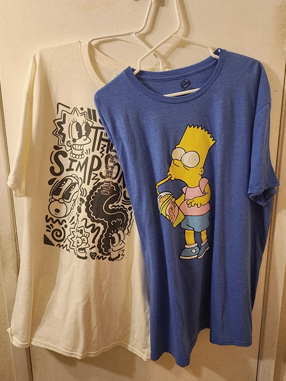 The Simpsons Tshirt Bundle Blue Bart Simpson Graphic Tee & White Japanese Anime